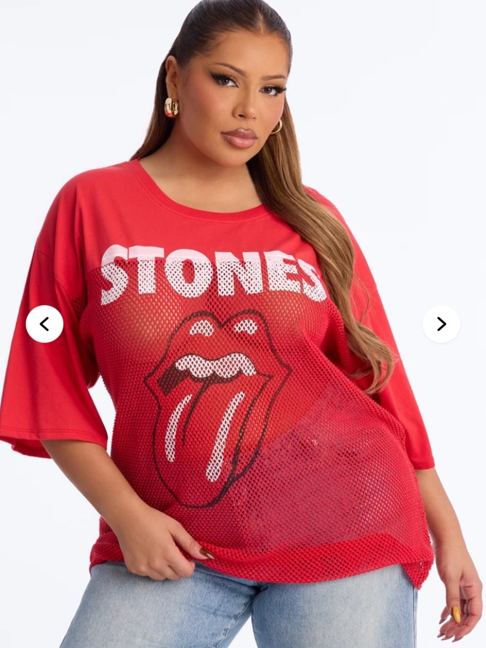 Fashion Nova Rolling Stones oversize jersey Graphic Tee
